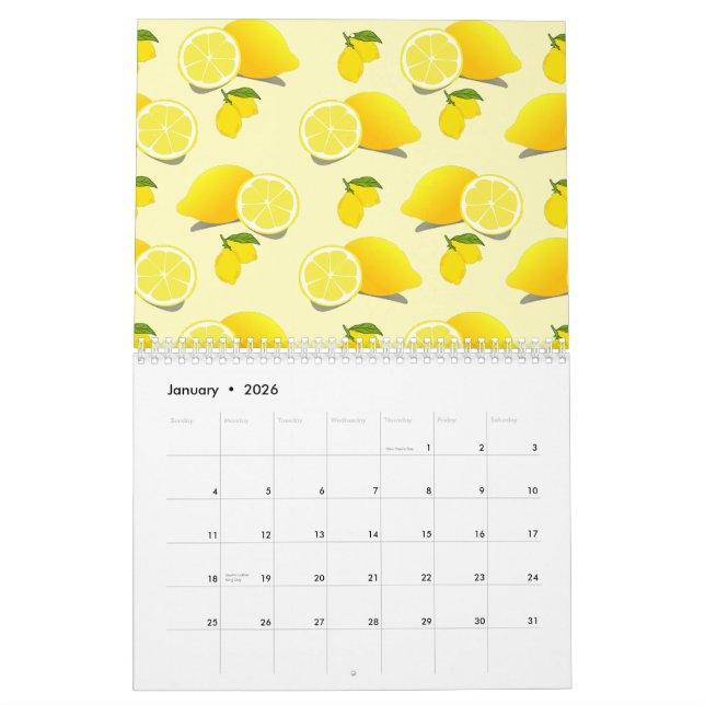 Calendrier Motif citron jaune (Jan 2026)