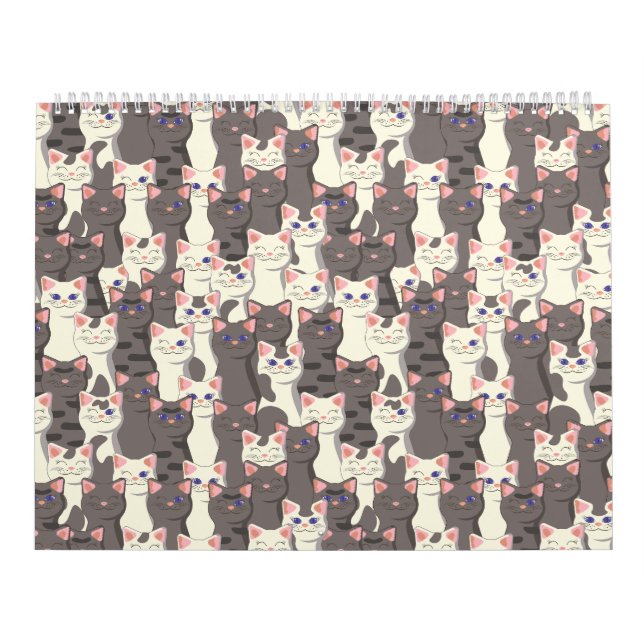 Calendrier Motif de chats blancs et gris (Protection)