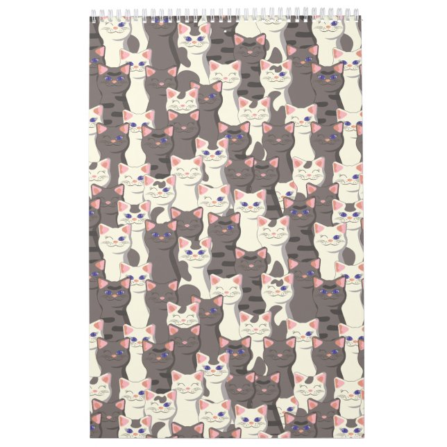 Calendrier Motif de chats blancs et gris (Protection)