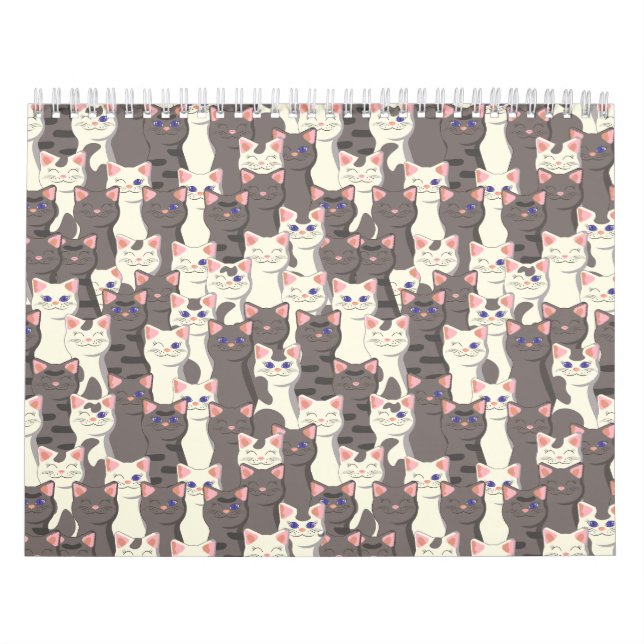 Calendrier Motif de chats blancs et gris (Protection)
