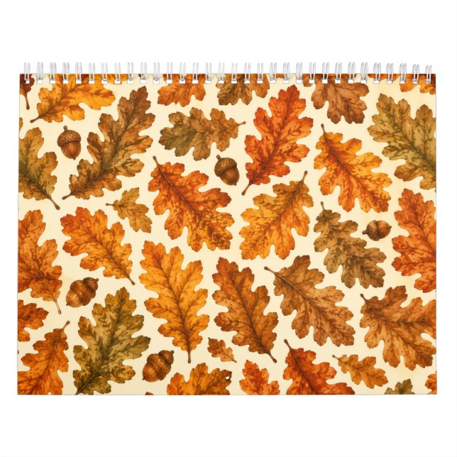 Calendrier Motif de feuilles de chêne d'automne | Esthétique  (Protection)
