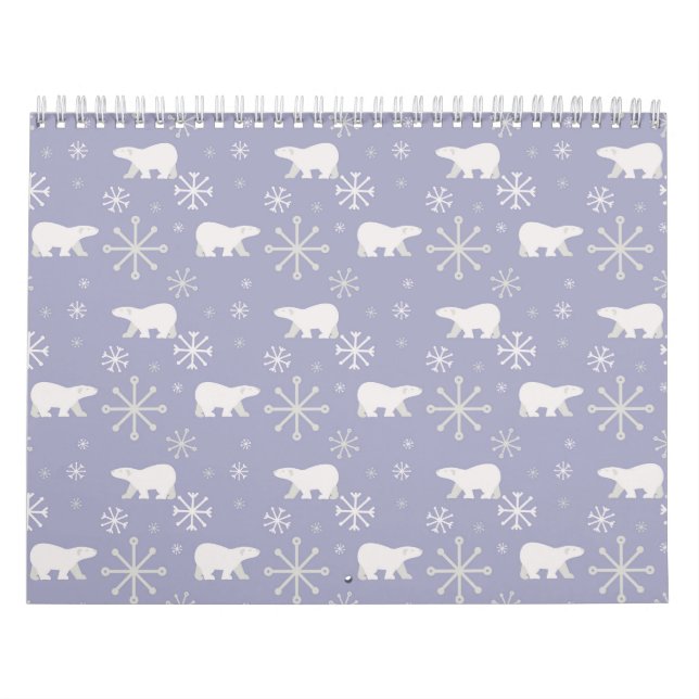 Calendrier Motif de Noël avec ours polaires et flocons de nei (Protection)