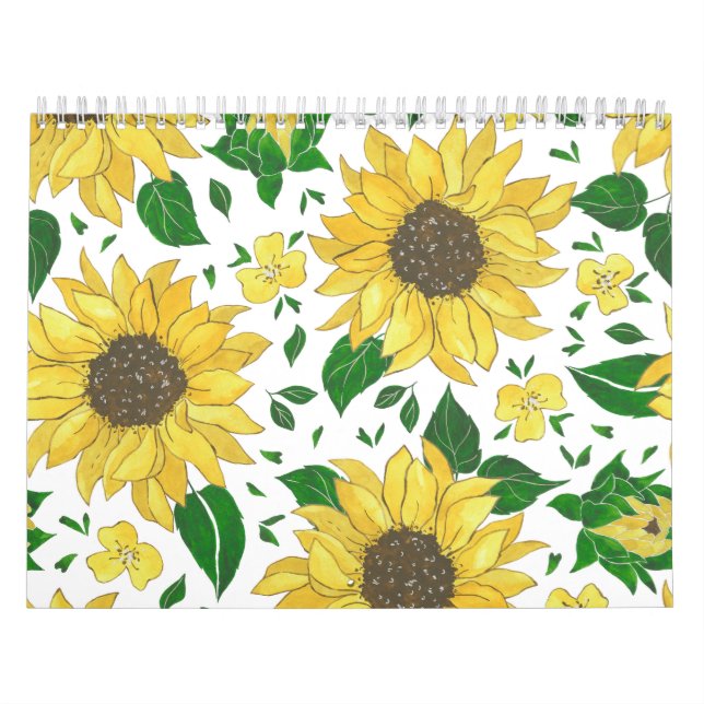 Calendrier Motif de tournesol à l'aquarelle  (Protection)