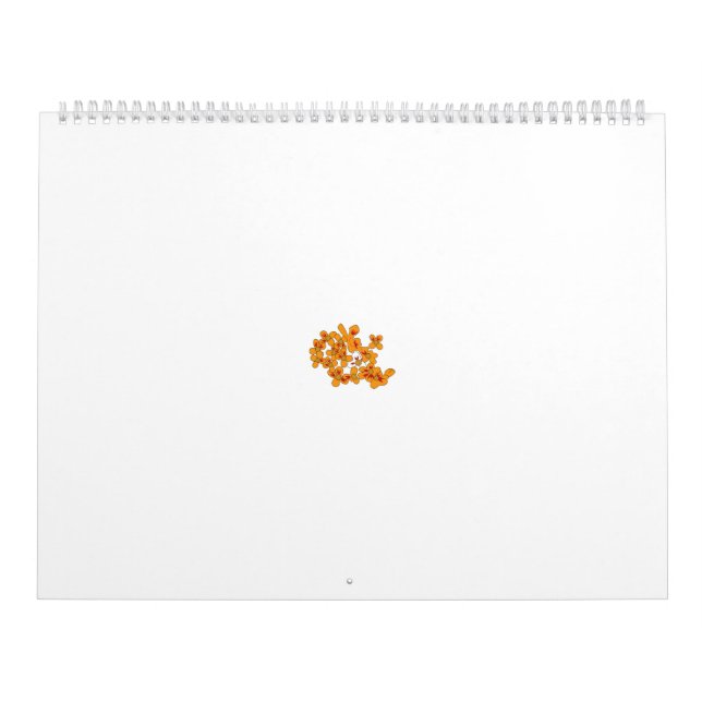 Calendrier Motif décoratif de fl de style orange et blanc (Protection)