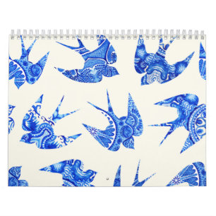 Calendrier Motif d'oiseaux d'hirondelle bleu