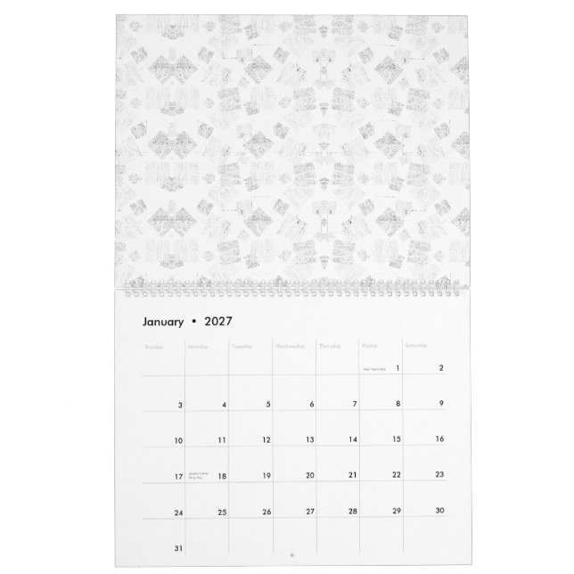 Calendrier motif extensible Abstrait de formes stylisées en l (Jan 2027)