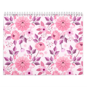 Calendrier Motif floral rose avec fleurs élégantes