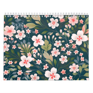 Calendrier Motif floral rose et blanc élégant
