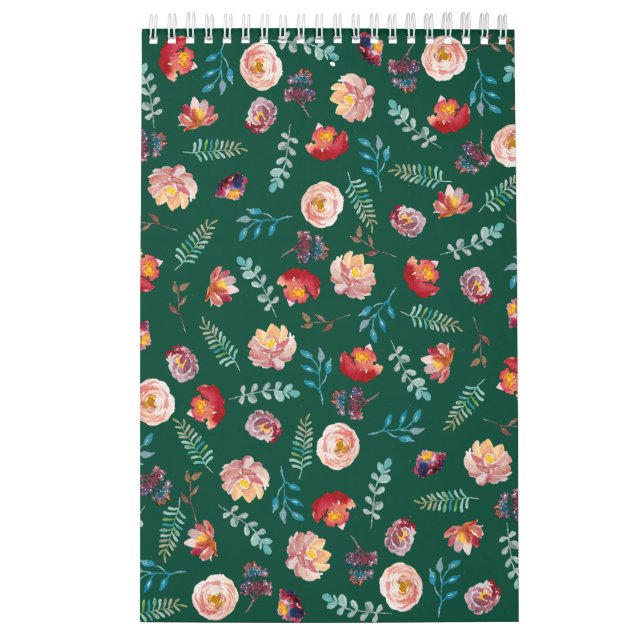 Calendrier Motif floral vert sans joint (Protection)