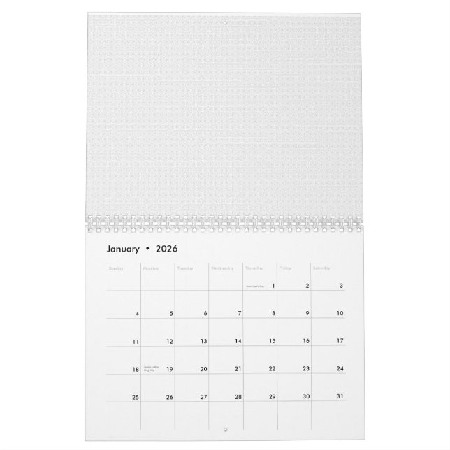 Calendrier Motif géométrique blanc et gris avec verrouillage (Jan 2026)