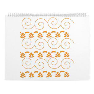 Calendrier motif orange et blanc avec des tourbillons