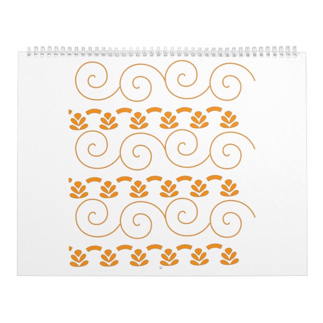 Calendrier motif orange et blanc avec des tourbillons (Protection)