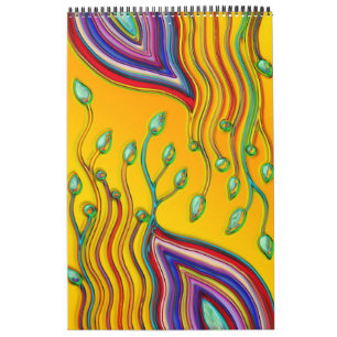 Calendrier Motif Peint À La Main Et Numériquement Art 9