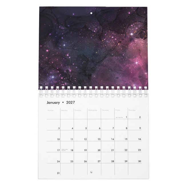 Calendrier Motif planétaire de galaxie d'espace extra-atmosph (Jan 2027)