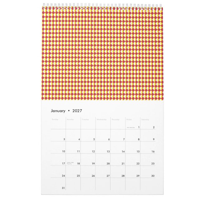 Calendrier Motif répétitif moderne du milieu du siècle (Jan 2027)