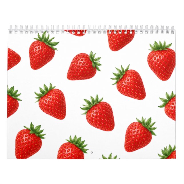 Calendrier Motif sans couture de fraises, joli fruit rouge  (Protection)