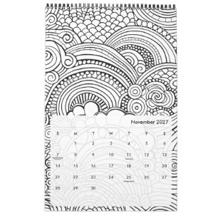 Calendrier Motifs Abstraits Modernes de Coloriage