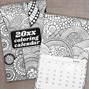 Calendrier Motifs Abstraits Modernes de Coloriage
