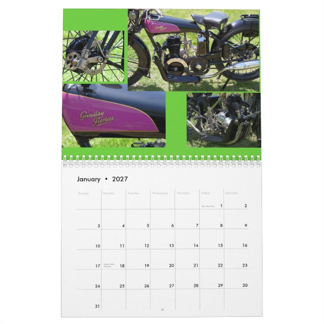 Calendrier Motos antiques classiques (Jan 2027)