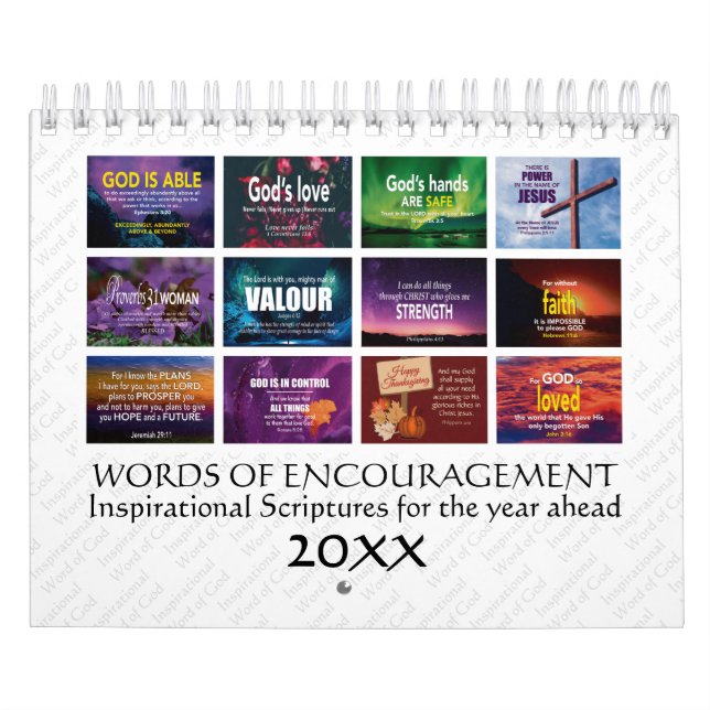 Calendrier MOTS D'ENCOURAGEMENT Bible Versets Année personnal (Protection)