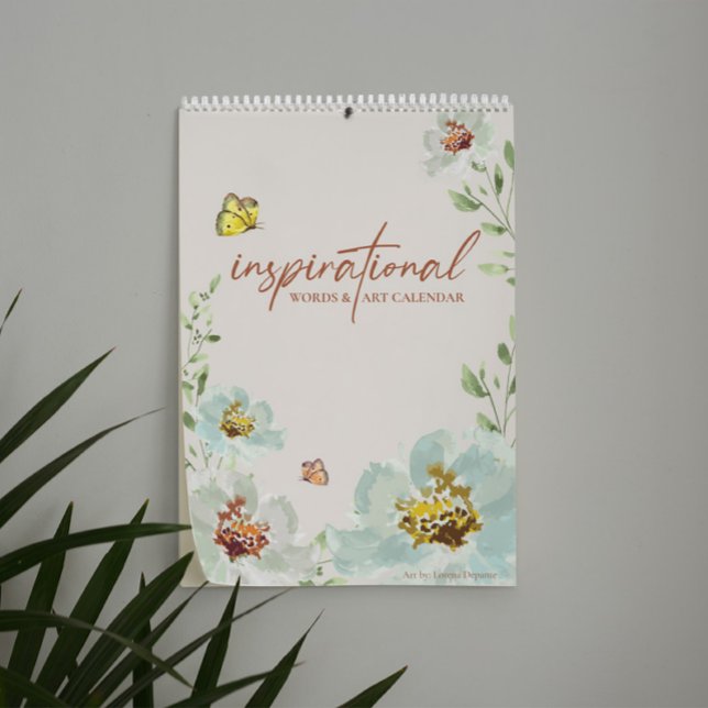 Calendrier Mots d'inspiration artiste Fleurs aquarelle Art (Artist 12 month calendar. Watercolor florals,  botanicals by Lorena depante with inspirational words)