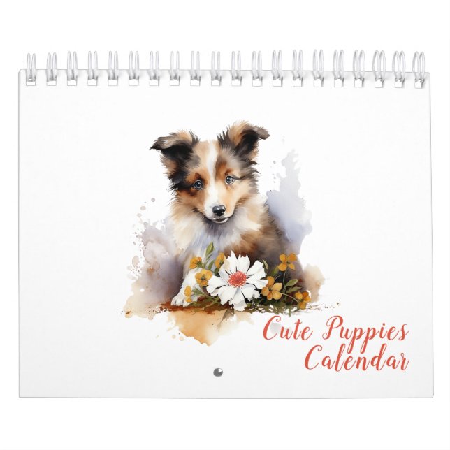 Calendrier Mouchetons mignons Aquarelle Fleur (Protection)