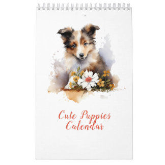 Calendrier Mouchetons mignons Aquarelle Fleur