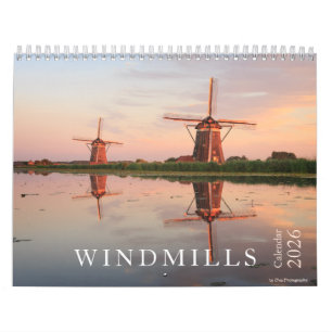 Calendrier moulins à vent 2026 photographie aux Pays-Bas