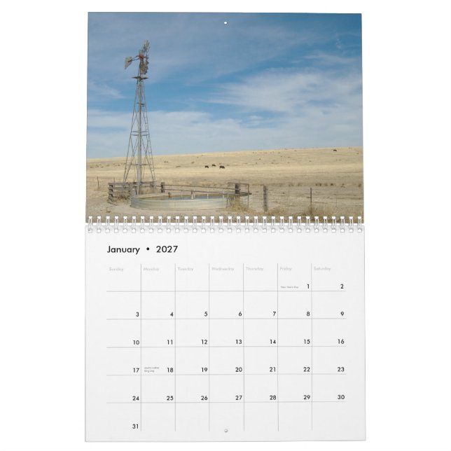 Calendrier Moulins à vent occidentaux 2012-2013 du Kansas (Jan 2027)