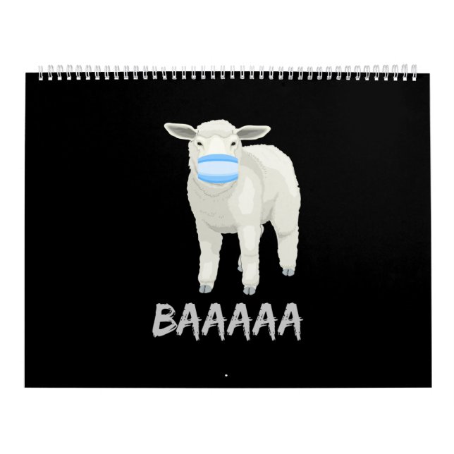 Calendrier mouton de masque | Mouflon drôle avec masque facia (Protection)