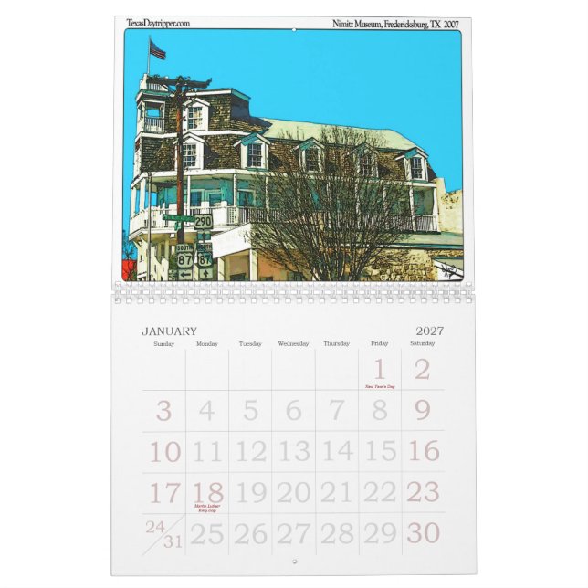 Calendrier Mural 0-2011 Calendrier-Fredericksburg, TX (Jan 2027)