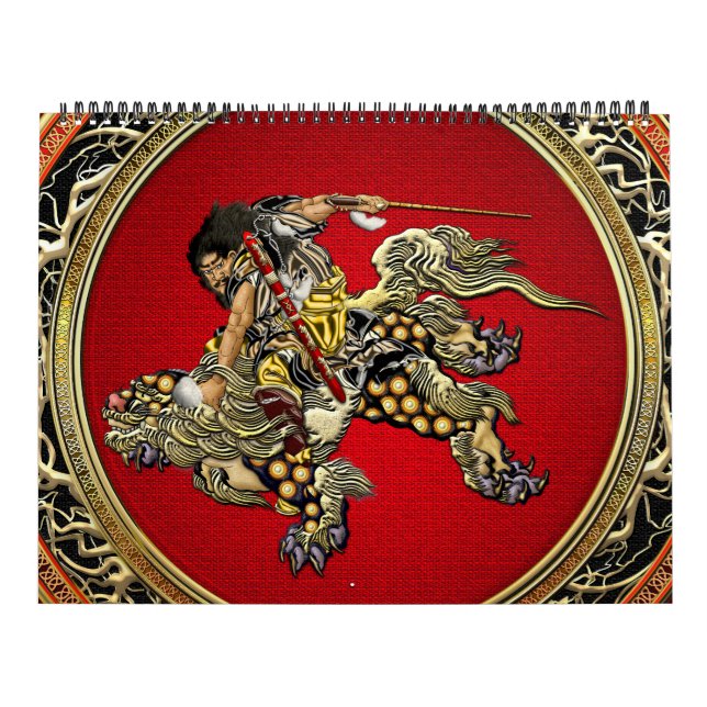 Calendrier Mural [100] Hokusai - Shoki Riding Shishi Lion (Protection)