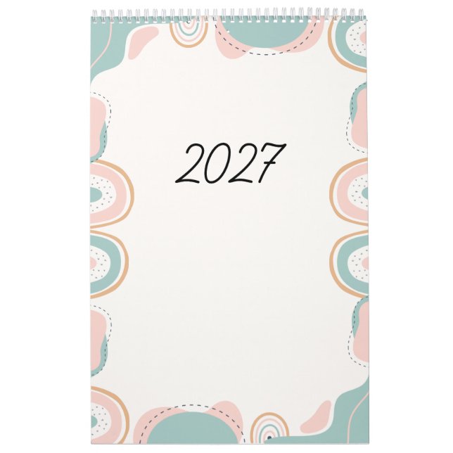 Calendrier mural 12 mois couleur vive (Protection)