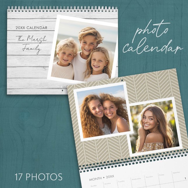 Calendrier Mural 17 modèle de photo avec des motifs modernes (Photo Calendar - Customize with 17 Photos)