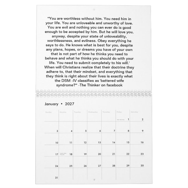 Calendrier Mural 2012 : Une année dans des citations d'athée par le (Jan 2027)