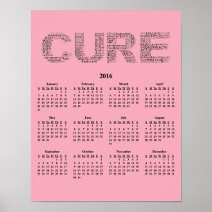Calendrier mural 2016 Poster de sensibilisation au
