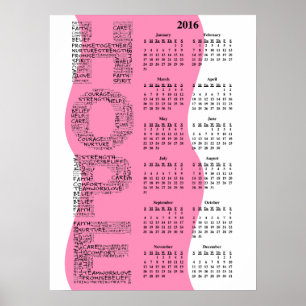 Calendrier mural 2016 Poster de sensibilisation au
