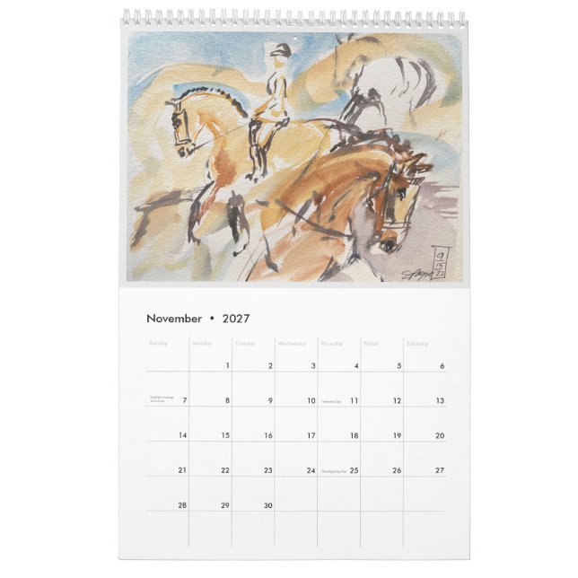Calendrier mural 2023 avec Equine Art original (Nov 2027)