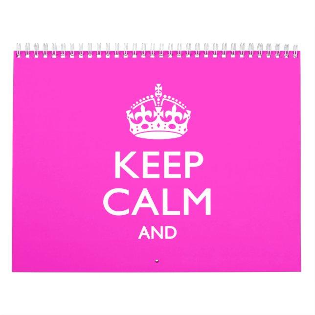 Calendrier Mural 2025 Monthly Rose KEEP CALM ET votre texte (Protection)