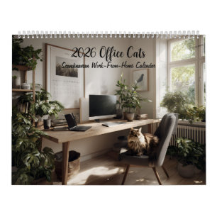 Calendrier mural 2026 Chats de bureau scandinaves