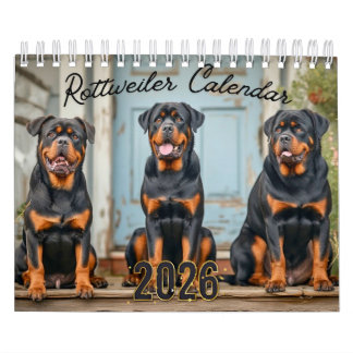 Calendrier mural 2026 de chiens Rottweiler