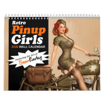 Calendrier mural 2026 de pin-up rétro fille