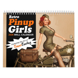 Calendrier mural 2026 de pin-up rétro fille