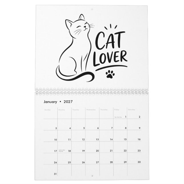 Calendrier Mural 2027 Amoureux de Chats Mignons  (Jan 2027)