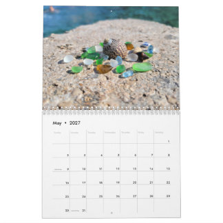 Calendrier mural 2027 Coquillages et verre de mer