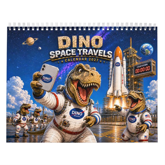 Calendrier mural 2027 de l'astronaute dinosaure dr (Protection)