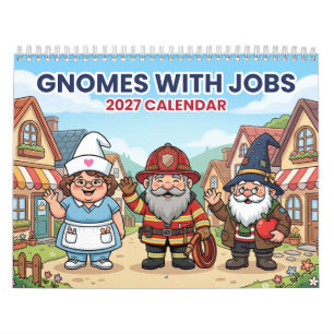 Calendrier mural 2027 des Gnomes au travail