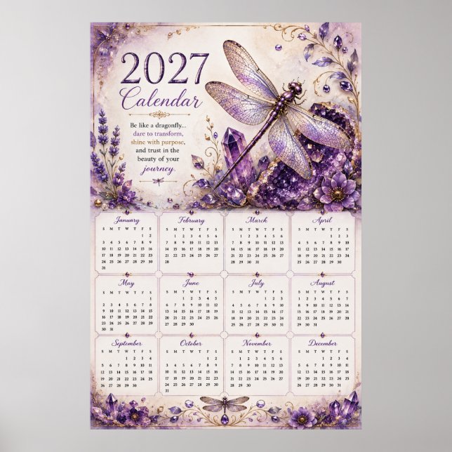 Calendrier mural 2027 Dragonfly Poster (Devant)