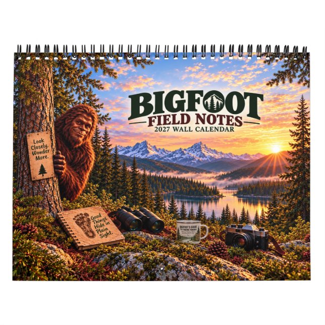Calendrier Mural 2027 Notes de Terrain de Bigfoot (Protection)