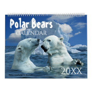 Calendrier mural 2027 thème ours polaire en cadeau